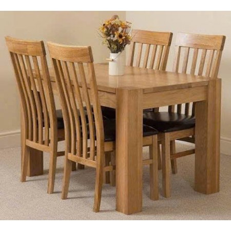 Chunky1m2 : Bàn Ăn Gỗ Sồi 1m2 + 4 Ghế ( 5N - Mặt Nệm PU )